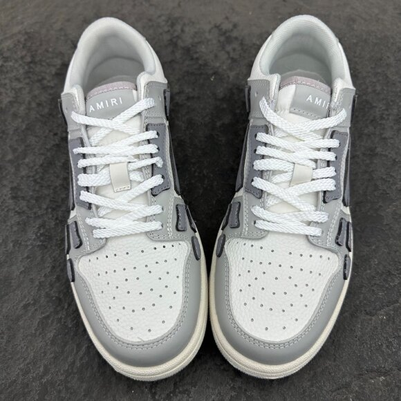 Amiri White And Grey Colorblock Low-Top Leather Sneakers - Picture 4 of 16